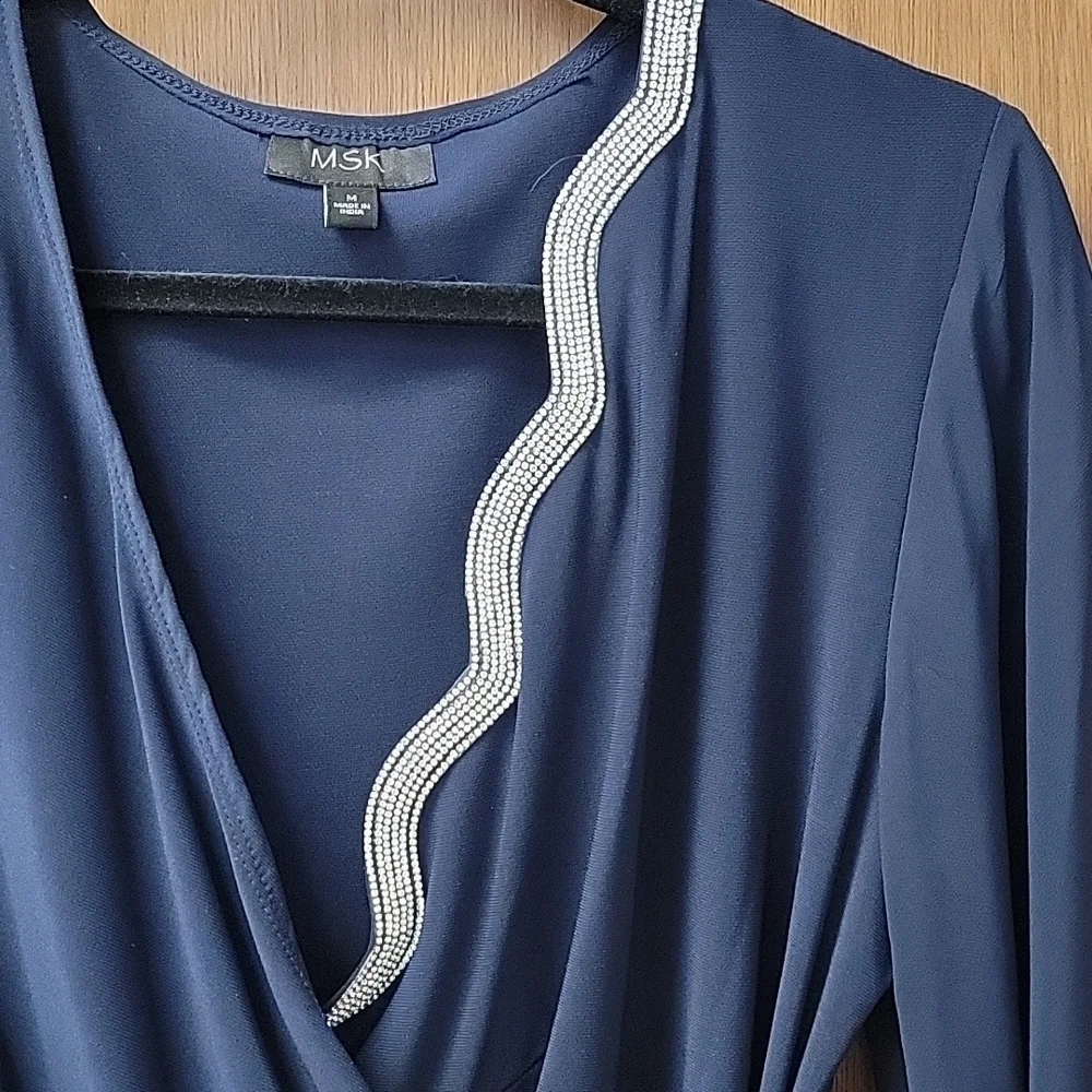 MSK formal rhinestone ruched top med. NWT. Figure flattering. - Picture 4 of 13
